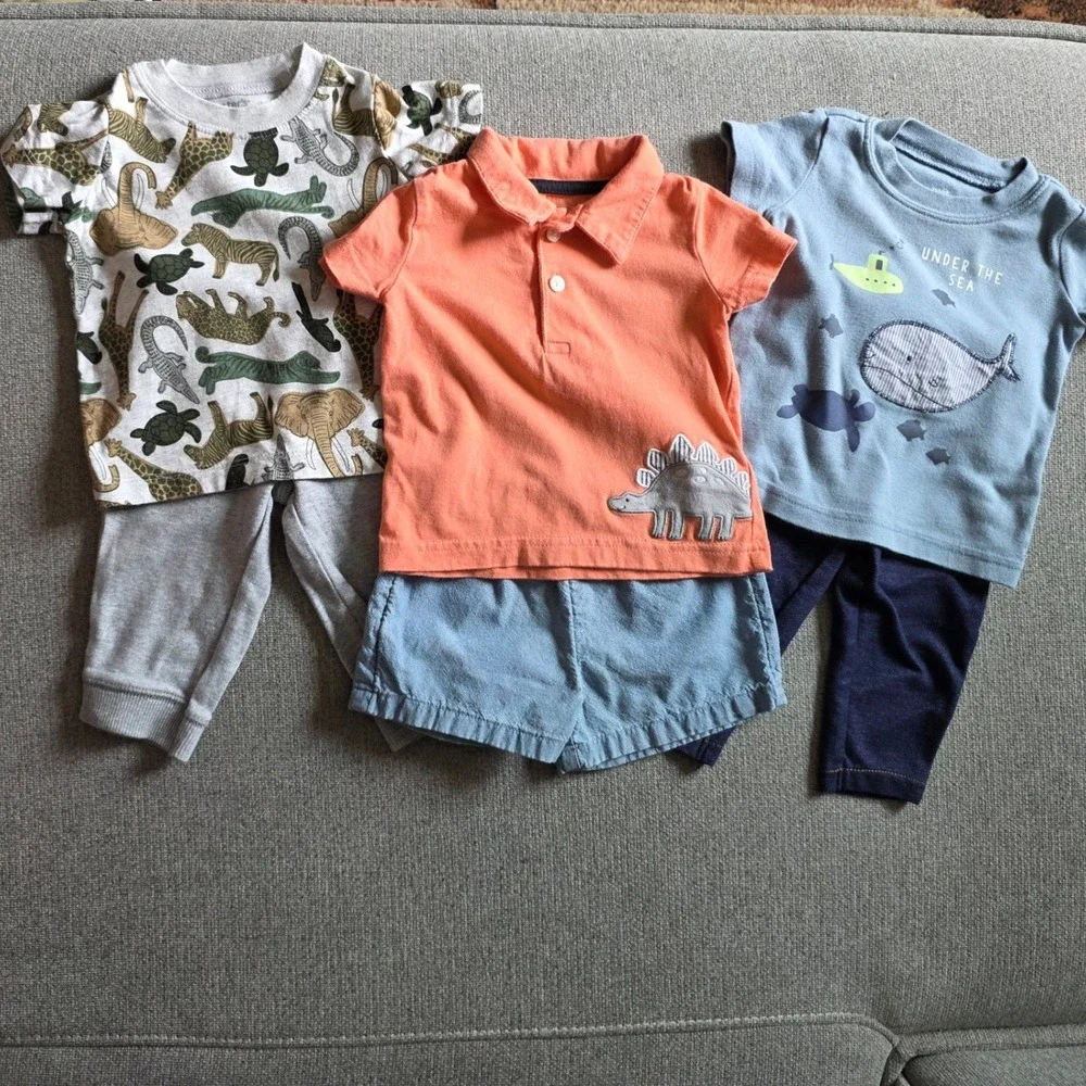 Just One You by Carters Baby Boy 6M 3 Outfit Bundle Dinosaur Safari Sea‎ Animal